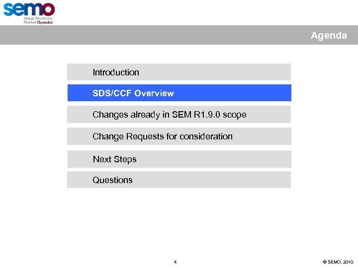 Agenda Introduction SDS/CCF Overview Changes already in SEM R 1. 9. 0 scope Change