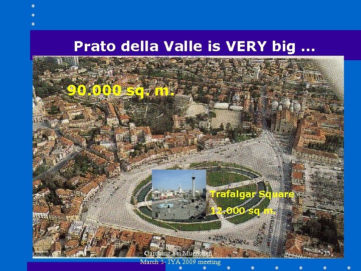 Prato della Valle is VERY big … 90. 000 sq. m. Trafalgar Square 12.