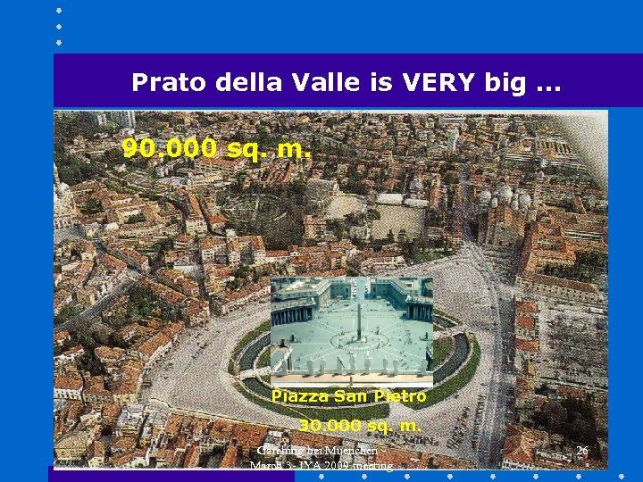 Prato della Valle is VERY big … 90. 000 sq. m. Piazza San Pietro