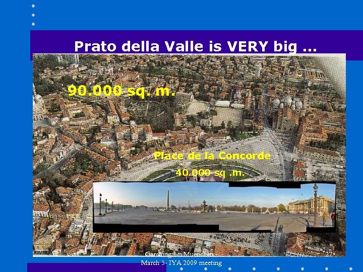 Prato della Valle is VERY big … 90. 000 sq. m. Place de la