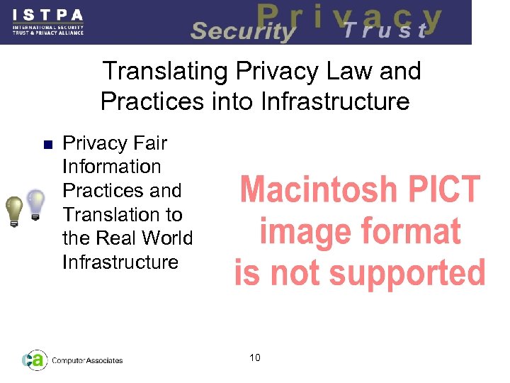 Translating Privacy Law and Practices into Infrastructure n Privacy Fair Information Practices and Translation