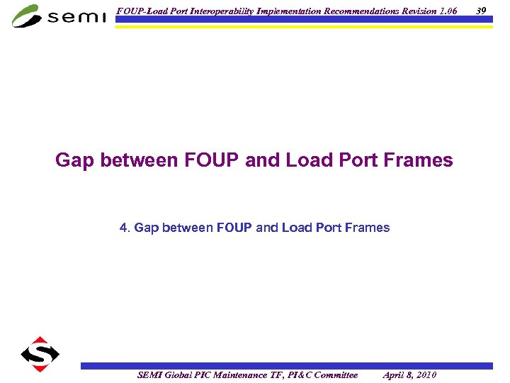 FOUP-Load Port Interoperability Implementation Recommendations Revision 1. 06 Gap between FOUP and Load Port