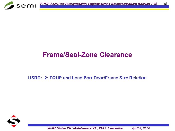 FOUP-Load Port Interoperability Implementation Recommendations Revision 1. 06 Frame/Seal-Zone Clearance USRD: 2: FOUP and