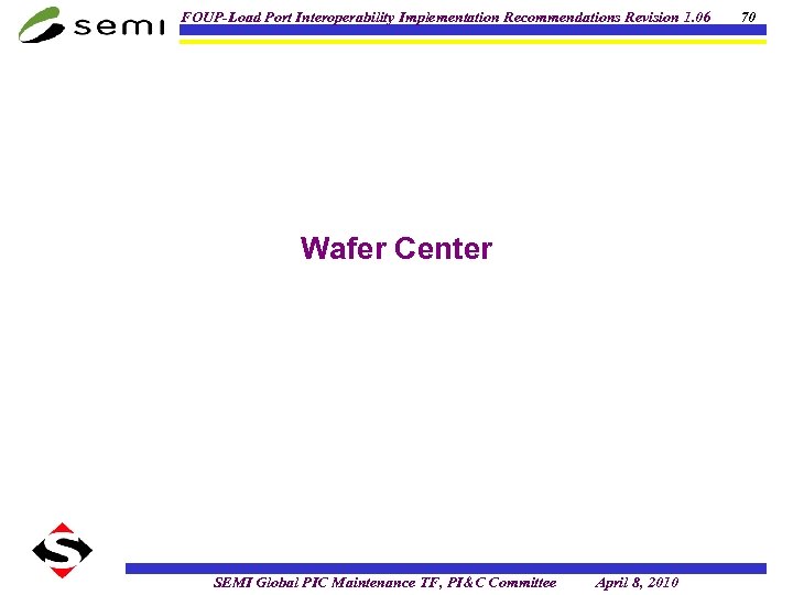 FOUP-Load Port Interoperability Implementation Recommendations Revision 1. 06 Wafer Center SEMI Global PIC Maintenance