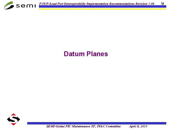 FOUP-Load Port Interoperability Implementation Recommendations Revision 1. 06 Datum Planes SEMI Global PIC Maintenance