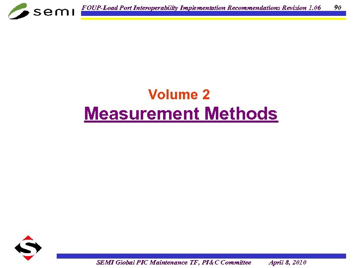 FOUP-Load Port Interoperability Implementation Recommendations Revision 1. 06 Volume 2 Measurement Methods SEMI Global