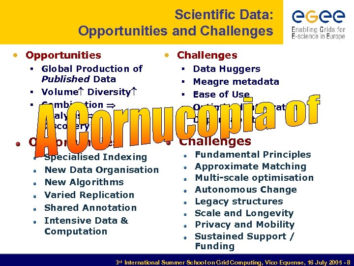 Scientific Data: Opportunities and Challenges • Opportunities • Challenges § Global Production of Published