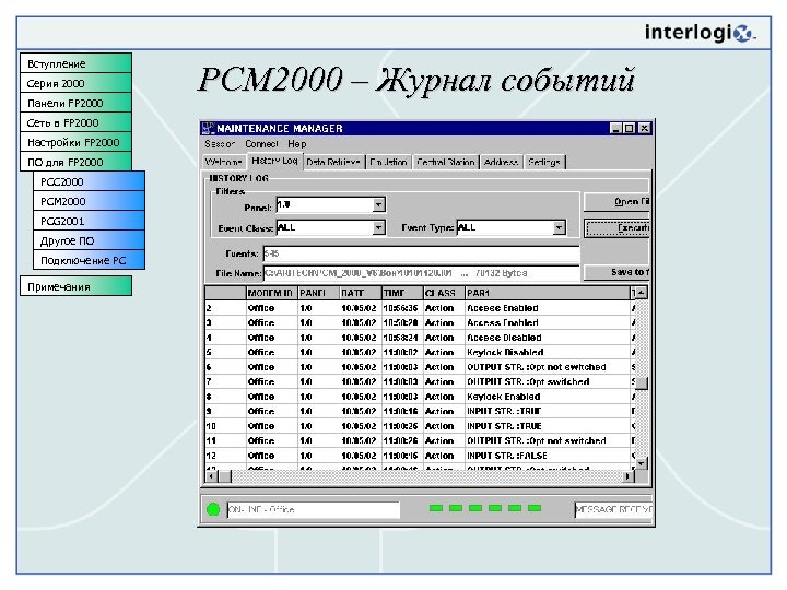 Вступление Серия 2000 Панели FP 2000 Сеть в FP 2000 Настройки FP 2000 ПО