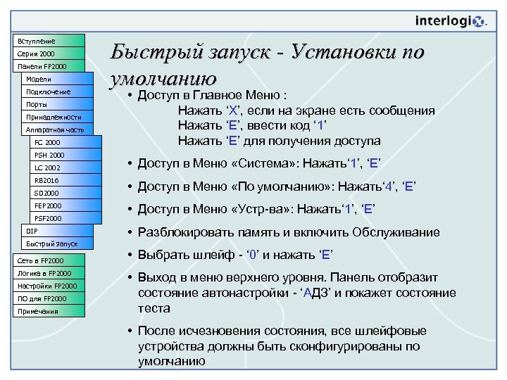 Вступление Серия 2000 Панели FP 2000 Модели Подключение Порты Принадлежности Аппаратная часть FC 2000