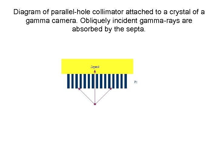 Diagram of parallel-hole collimator attached to a crystal of a gamma camera. Obliquely incident