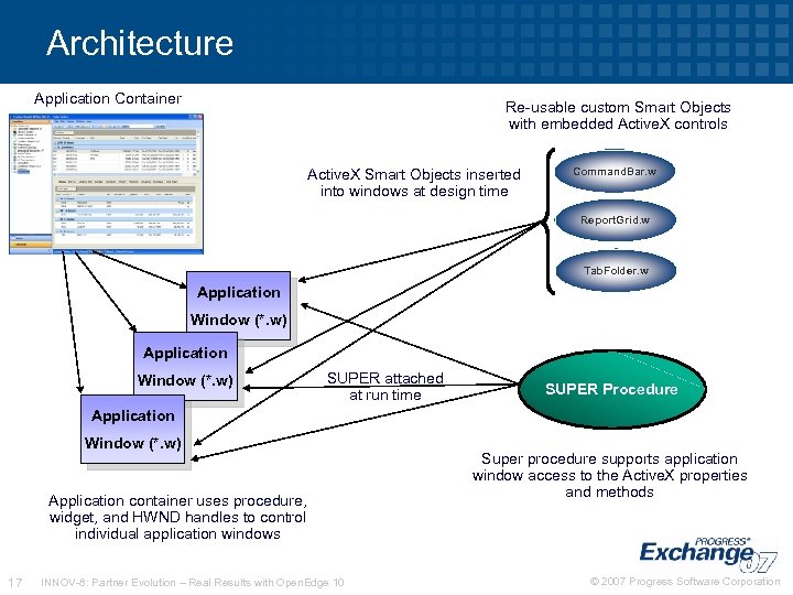Architecture Application Container Re-usable custom Smart Objects with embedded Active. X controls Active. X