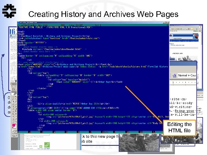 Creating History and Archives Web Pages 1) Scan text 2) Perform OCR 3) Transfer