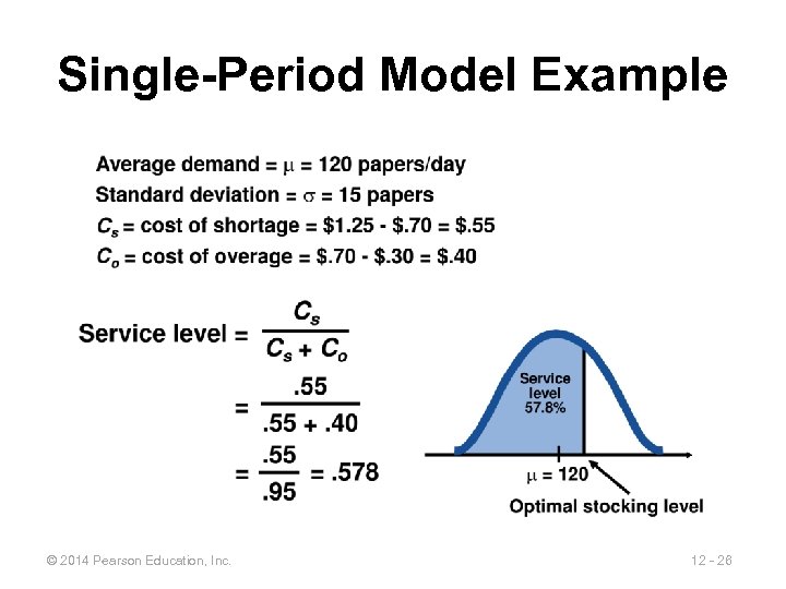 Single-Period Model Example © 2014 Pearson Education, Inc. 12 - 26 