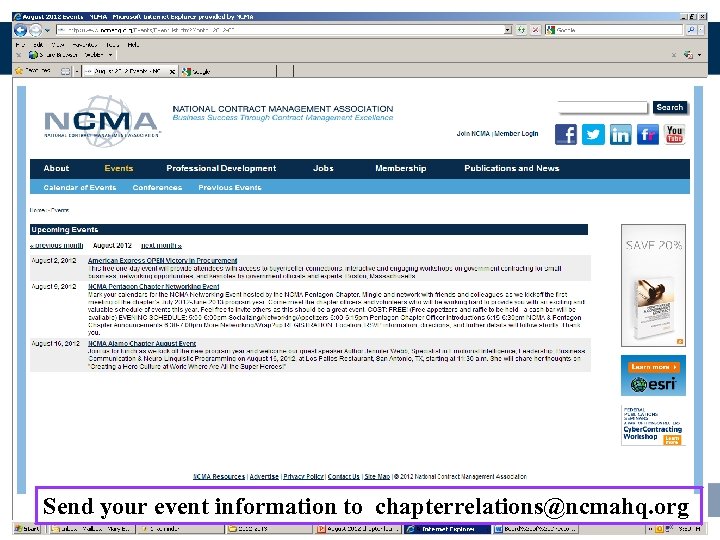 Send your event information to chapterrelations@ncmahq. org 46 