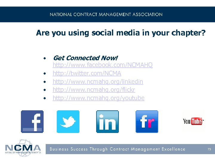 Are you using social media in your chapter? • • • Get Connected Now!