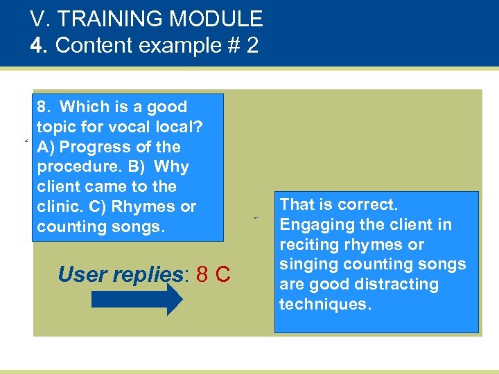 V. TRAINING MODULE 4. Content example # 2 8. Which is a good topic