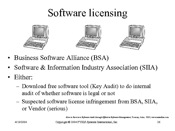 Software licensing • Business Software Alliance (BSA) • Software & Information Industry Association (SIIA)