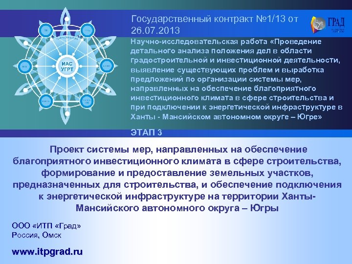 Государственный контракт № 1/13 от 26. 07. 2013 Научно-исследовательская работа «Проведение детального анализа положения