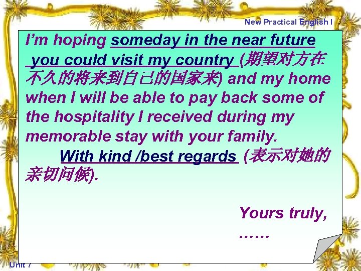 New Practical English I I’m hoping someday in the near future ________________________(期望对方在 you could