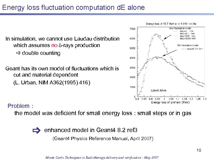 Energy loss fluctuation computation d. E alone In simulation, we cannot use Laudau distribution