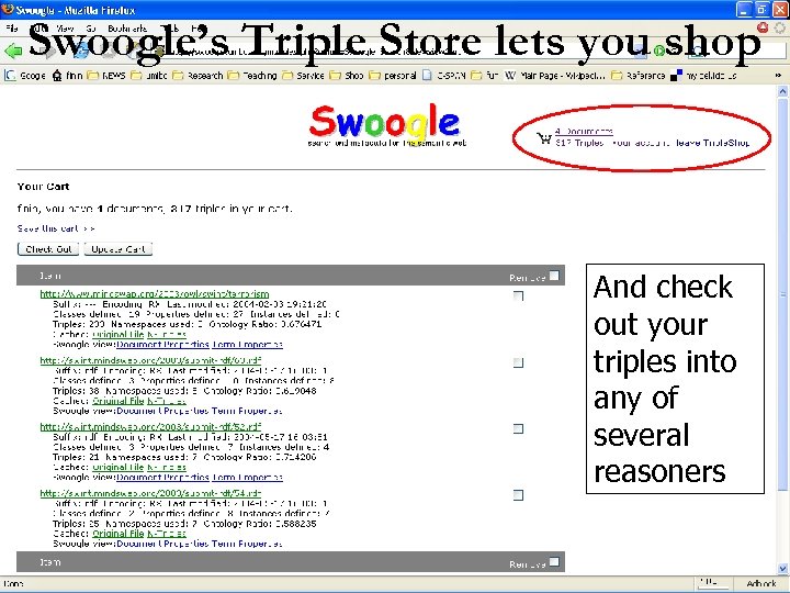 Swoogle’s Triple Store lets you shop And check out your triples into any of