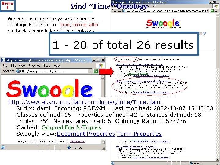 Demo 1 Find “Time” Ontology We can use a set of keywords to search