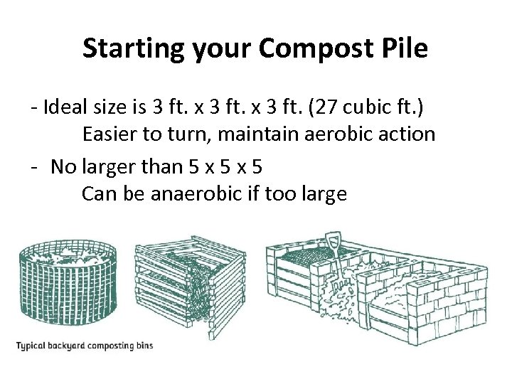 Starting your Compost Pile - Ideal size is 3 ft. x 3 ft. (27