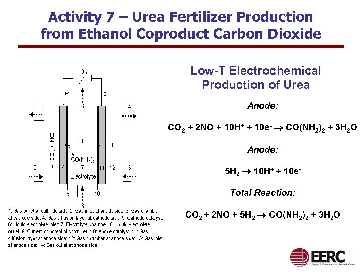 Activity 7 – Urea Fertilizer Production from Ethanol Coproduct Carbon Dioxide Low-T Electrochemical Production