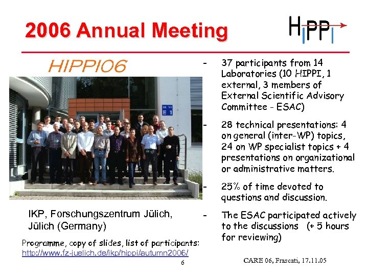 2006 Annual Meeting - - 6 25% of time devoted to questions and discussion.
