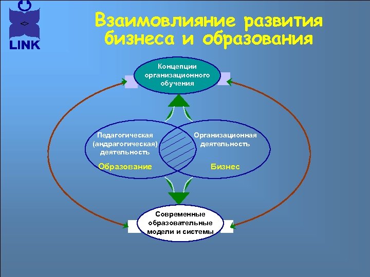 Взаимовлияние развития бизнеса и образования Концепции организационного обучения Педагогическая (андрагогическая) деятельность Организационная деятельность Образование