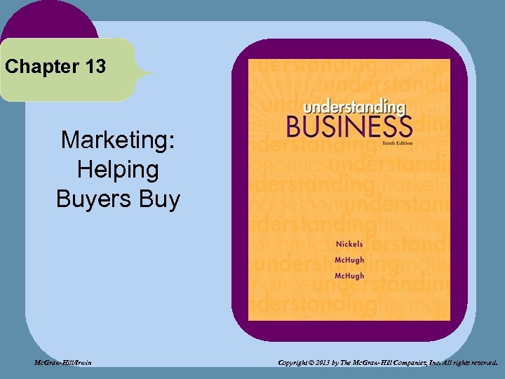 Chapter 13 Marketing: Helping Buyers Buy Mc. Graw-Hill/Irwin Copyright © 2013 by The Mc.