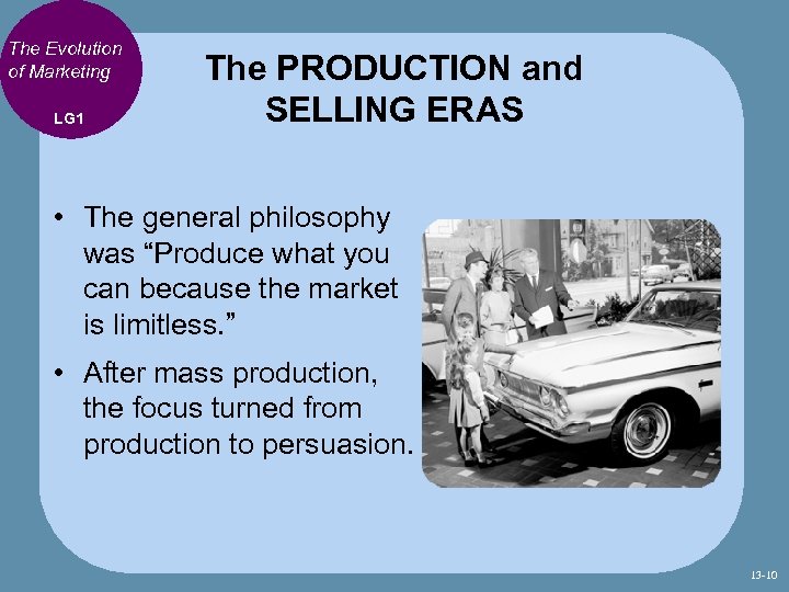 The Evolution of Marketing LG 1 The PRODUCTION and SELLING ERAS • The general