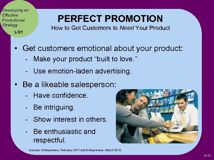 Developing an Effective Promotional Strategy LG 1 PERFECT PROMOTION How to Get Customers to