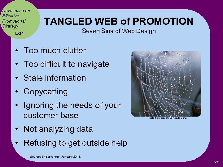 Developing an Effective Promotional Strategy TANGLED WEB of PROMOTION Seven Sins of Web Design