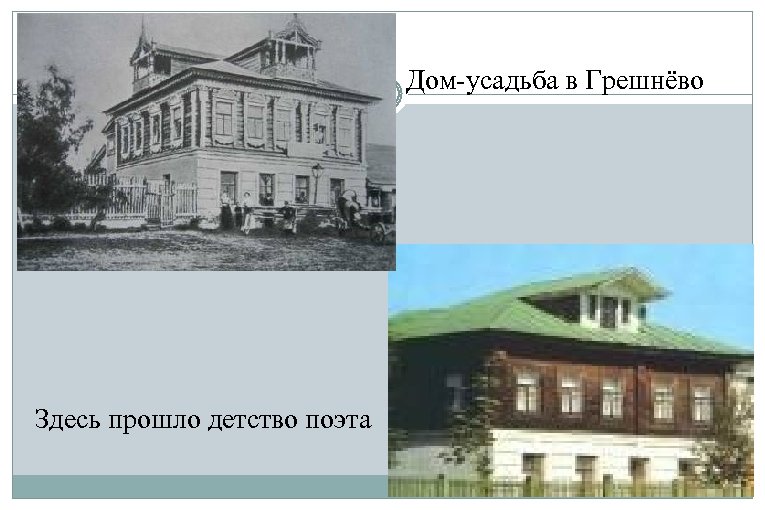 Дом-усадьба в Грешнёво Здесь прошло детство поэта 