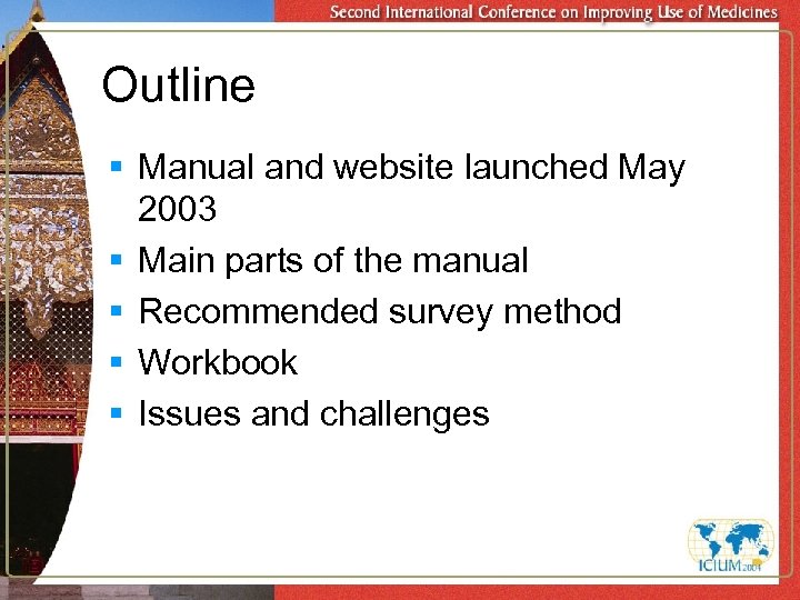 Outline § Manual and website launched May 2003 § Main parts of the manual