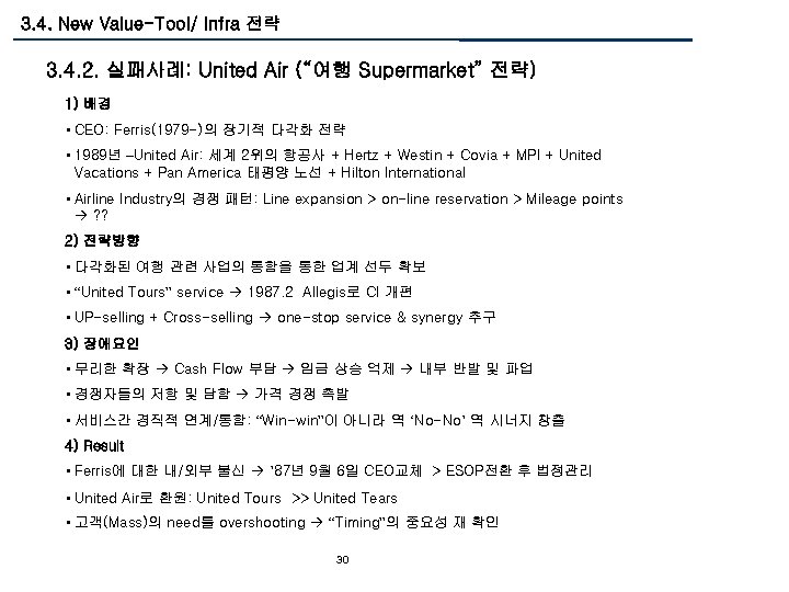 3. 4. New Value-Tool/ Infra 전략 3. 4. 2. 실패사례: United Air (“여행 Supermarket”