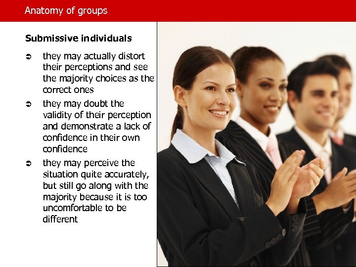 Anatomy of groups Submissive individuals Ü Ü Ü they may actually distort their perceptions