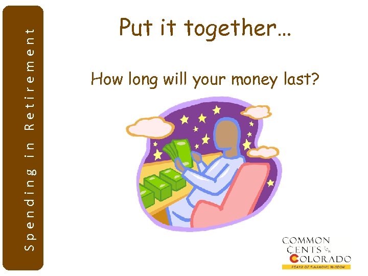 Spending in Retirement Put it together… How long will your money last? 