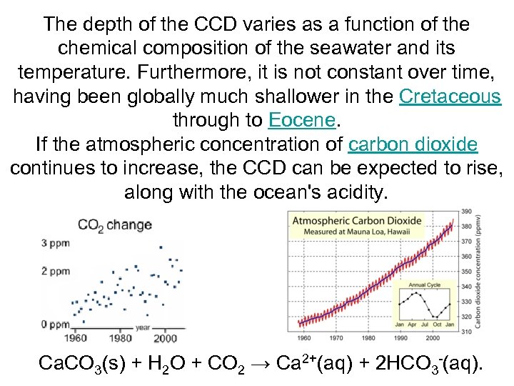 The depth of the CCD varies as a function of the chemical composition of