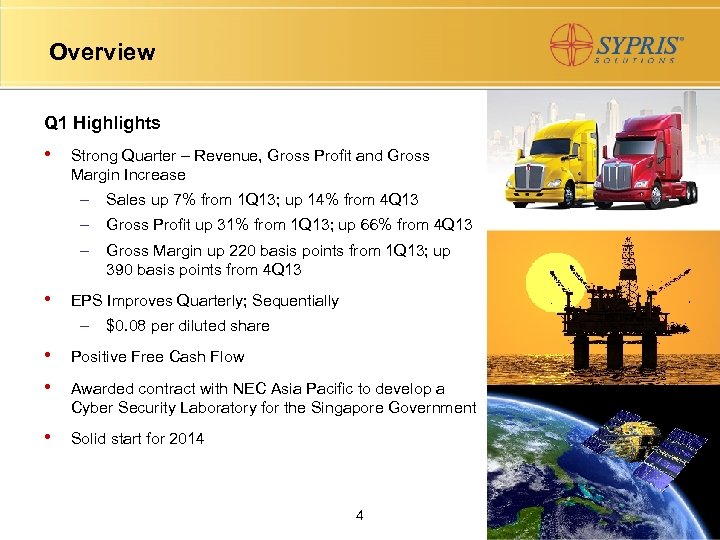 Overview Q 1 Highlights • Strong Quarter – Revenue, Gross Profit and Gross Margin