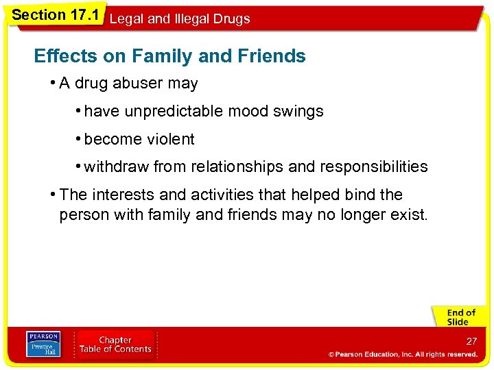 Section 17. 1 Legal and Illegal Drugs Effects on Family and Friends • A