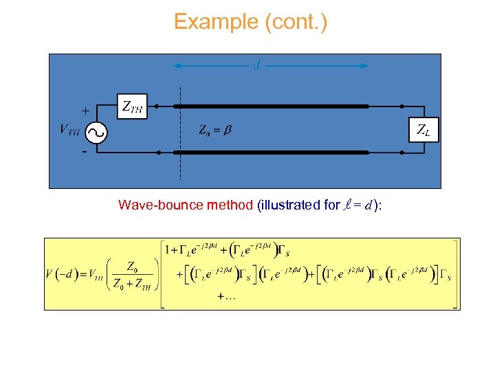 Example (cont. ) Wave-bounce method (illustrated for l = d ): 