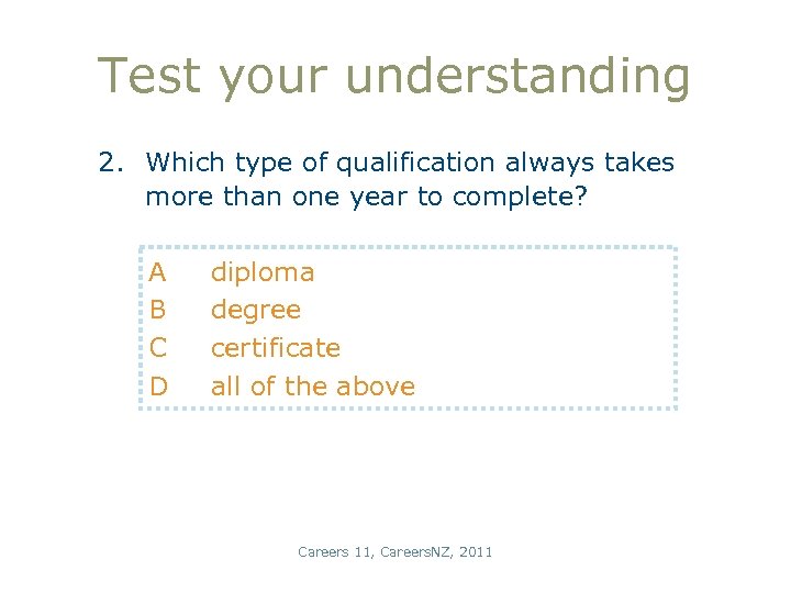 Test your understanding 2. Which type of qualification always takes more than one year