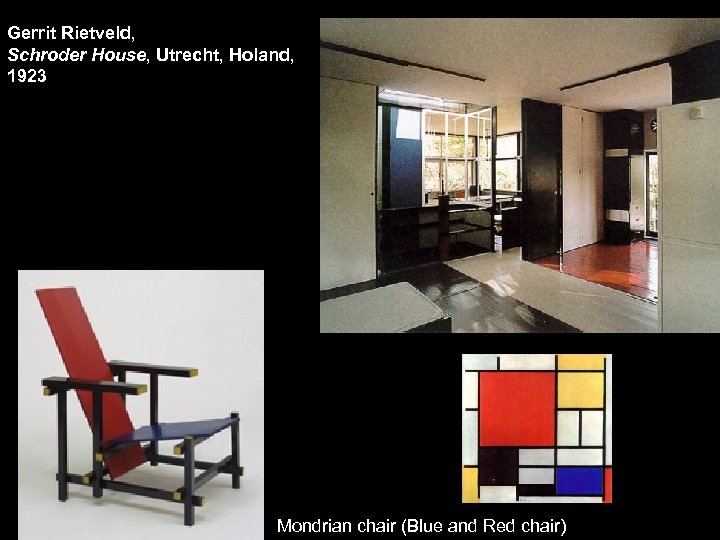 Gerrit Rietveld, Schroder House, Utrecht, Holand, 1923 Mondrian chair (Blue and Red chair) 