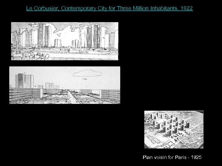 Le Corbusier, Contemporary City for Three Million Inhabitants, 1922 Plan voisin for Paris -