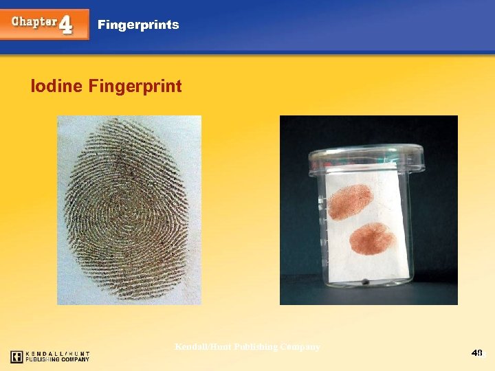 Fingerprints Iodine Fingerprint Chapter 4 Kendall/Hunt Publishing Company 48 48 