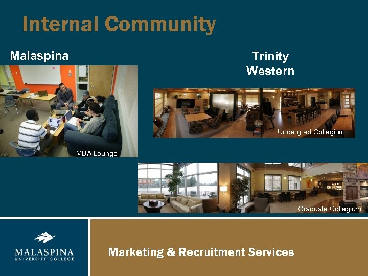 Internal Community Malaspina Trinity Western Undergrad Collegium MBA Lounge Graduate Collegium Marketing & Recruitment