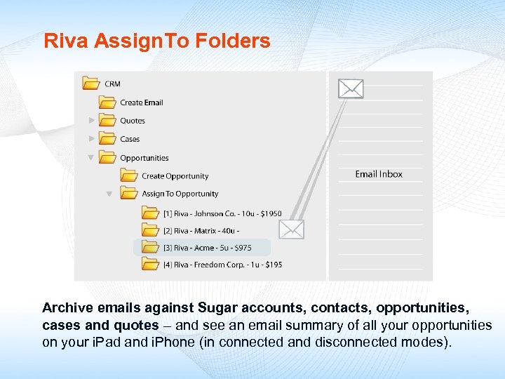Riva Assign. To Folders Archive emails against Sugar accounts, contacts, opportunities, cases and quotes