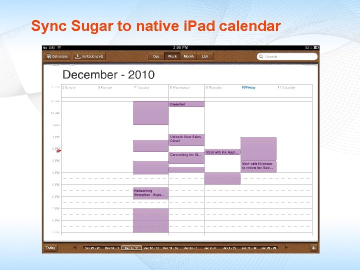 Sync Sugar to native i. Pad calendar 